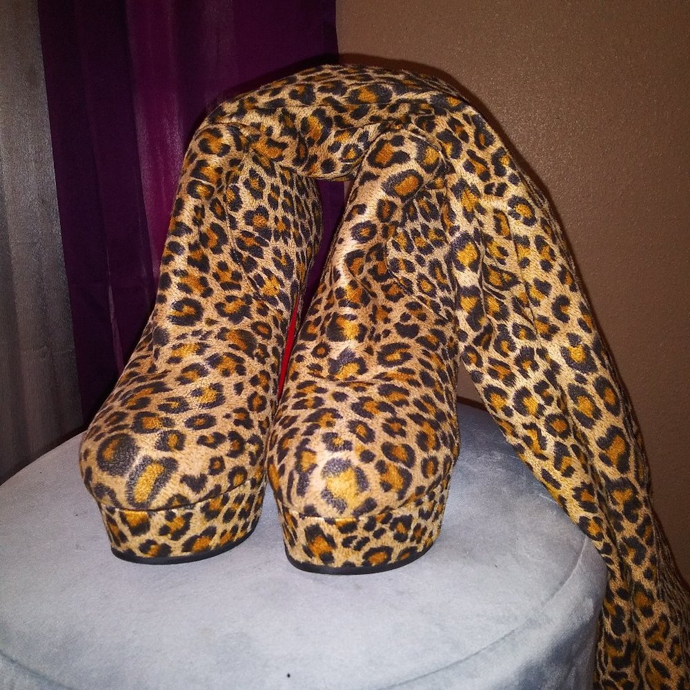 cheetah print knee high boots